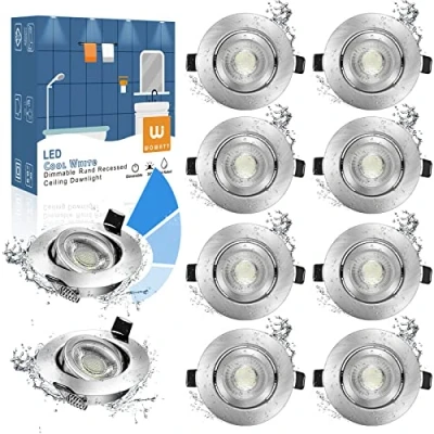 Image de wowatt 10 x Spot LED Encastrable Dimmable Blanc Froid 7W Equi. 70w Ampoule Halogène Encastré IP44 Étanche 6000K de Plafond Extra Plat 220V 700LM pour Salle Bain Éclairage Rond 83Ra