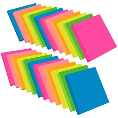 Image de Note Autocollant, ZCZN Feuillets Autocollants sticky Notes de 6 CouleurS Vive, 76 x mm, 100 feuilles/Bloc Self Notes, 24 blocs