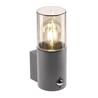 Image de CGC Lighting Applique murale extérieure, moderne, ampoule E27 (Non incluse) Patio, Garage, Jardin, Porte d&#039;entrée (Gris PIR)