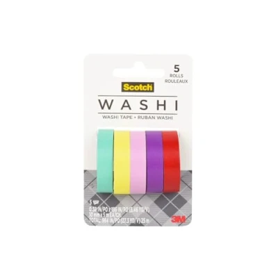 Image de Scotch Washi Tape, Bright Colors, Assorted Patterns, 5 Rolls/Pack (C1017 P2)