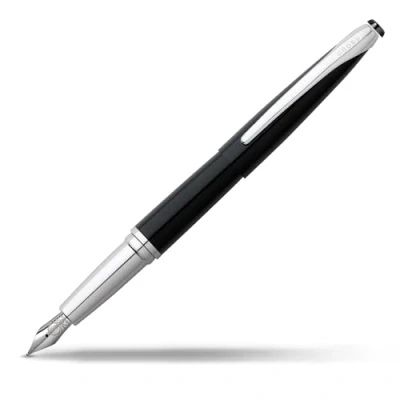 Image de CROSS ATX Stylo à plume Basalte avec attributs plaqués chrome / rechargeable Écrin classique et 2 cartouches d&#039;encre noire incluses