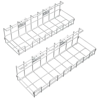 Image de Bureau porte câbles pour la commande sur le lieu de travail en métal blanc gestion des câbles, chargeurs, multiprises un maintien sûr (2 x L, organisateur et câbles) KD Essentials