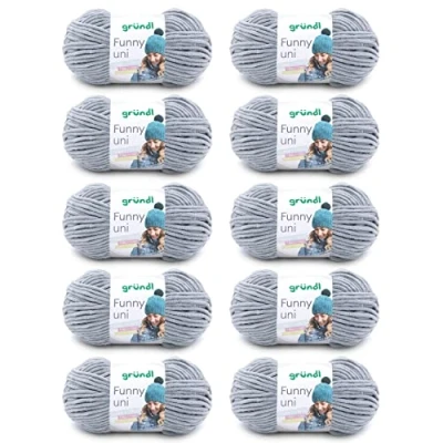 Image de Gründl Funny uni, Fil pour Aiguilles &amp; Crochet (Fil Chenille à l’Aspect velouté 100% Polyester, 10 x 100 g / 120 m, grosseur d’Aiguilles n 5 6, g), Gris Clair