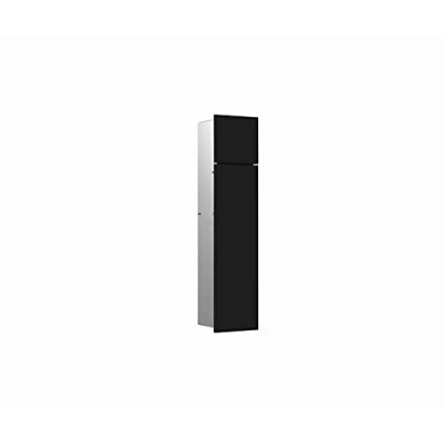 Image de Emco Asis Pure Module d&#039;armoire encastré pour Ensemble de brosses Toilettes, Armoire Salle Bain avec Porte Papier Toilette et Compartiment, Haute Fonction Push to Open, butée à