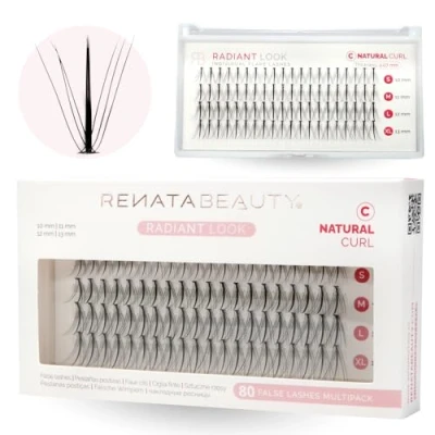 Image de Renata Beauty 10D NATURAL Look Faux Cils Individuels [D Curl] 80 Bouquets de 10 13mm Kit Extension Naturel DIY pour à la Maison Technologie Bande Invisible