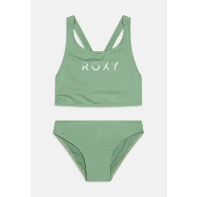 Image de Roxy Solid Active CROP Bikini pour enfants, Taille: 7a, Basil