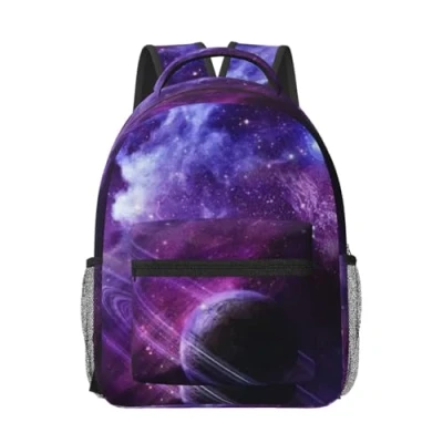 Image de ESASAM Galaxy Starry Space Sac à dos pour étudiant confortable et imperméable l&#039;eau Motif galaxie Violet, Noir , taille unique