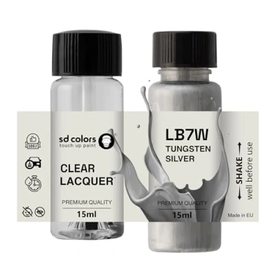 Image de SD COLORS Peinture de retouche en Argent tungstène LB7W B7W 15 ML Pour réparation rayures Code couleur : tungsten (peinture + vernis)