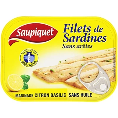 Image de Saupiquet Filets de Sardines sans Arêtes Marinade Citron Basilic Huile 100 g
