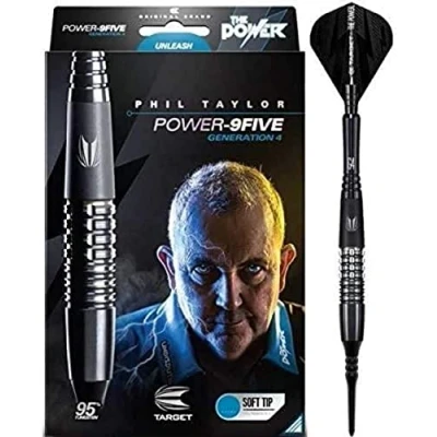 Image de Target Darts Phil Taylor Power 9 Five Gen 4 Jeu de fléchettes à Pointe Souple 95% tungstène 18 g