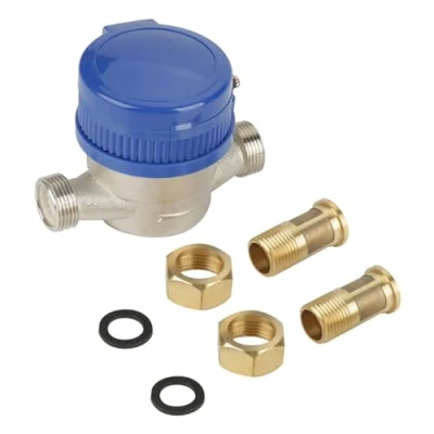 Image de Compteur d&#039;Eau Froide 15mm 1/2&#039;&#039; de Débit à Fonction Rotation Arbitraire avec Raccords pour Jardin et Maison