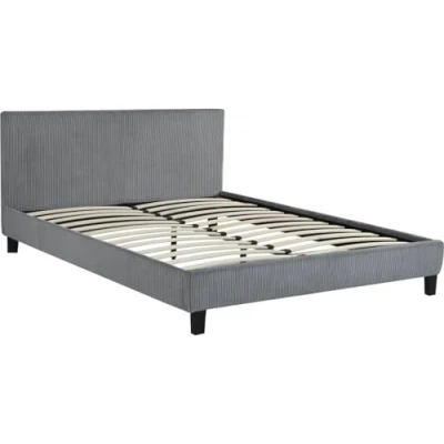 Image de Habitat et Jardin Lit en Velours Cotelé Ambre 140 x 190 Gris