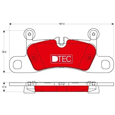 Image de TRW DTEC COTEC GDB1875DTE Jeu de plaquettes frein préparé pour indicateur d&#039;usure PORSCHE: Cayenne, 911 Coupe, Cabriolet