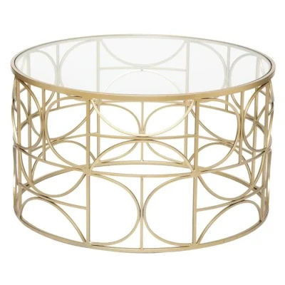 Image de Atmosphera Table Basse Suite Plateau Verre trempé doré D71 cm