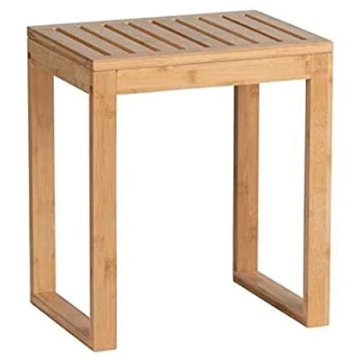 Image de WENKO Tabouret Multifonction Bambusa Utilisation Polyvalente Ameublement Salle de Bain Support Rangement pour Coiffeuse Table d&#039;appoint Bambou certifié FSC® 40x30x46cm Bois