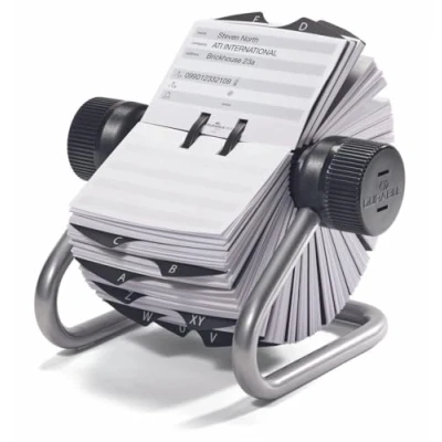 Image de Durable 248223 Fichier Rotatif Telindex Répertoire pour 500 Fiches Pré imprimées avec Index 25 Touches Argent Métallisé