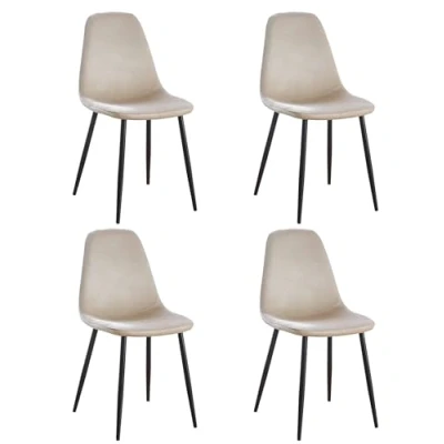 Image de Lot de 4 chaises scandinaves en velours Beige