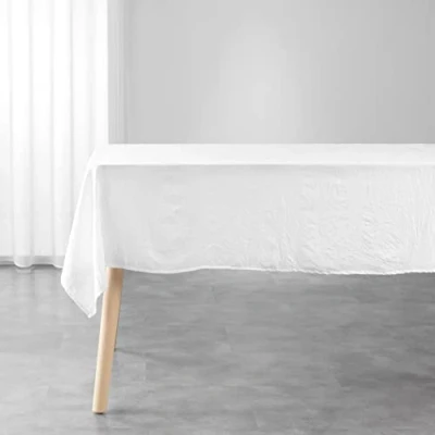 Image de douceur d&#039;intérieur, Nappe Rectangle (140 x 240 cm) Suzy Blanc, Microfibre Unie Lavée