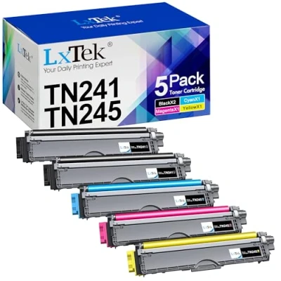 Image de LxTek Compatible Toner Remplacement pour Brother TN241 TN245 MFC 9330CDW DCP 9020CDW 9340CDW HL 3140CW 3150CDW 3170CDW 9140CDN 9015CDW (Noir Cyan Magenta Jaune, 5 Pack)