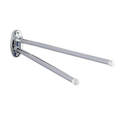 Image de WENKO Porte Serviettes Basic Round Acier INOX 2 Bras orientables et arrondis Brillant