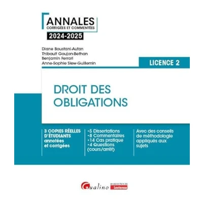 Image de Droit des obligations L2: 3 copies réelles d&#039;étudiants annotées et corrigées 8 Dissertations, 6 Commentaires, 12 Cas pratique, 5 Questions ... méthodologie appliqués aux sujets (2024 2025)