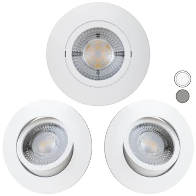 Image de Scandinavian home Set de 3 spots encastrable à LED 230V 4,3W Blanc chaud orientables 68mm 75mm I Salle bain CRI 90 350lm 3000K mat