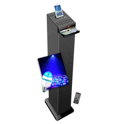 Image de gef roy Tour de Son Inovalley HP32 CD Noire avec Lecteur CD, Bluetooth, FM et USB, 60W, télécommande, Ampoule DIAMS LED