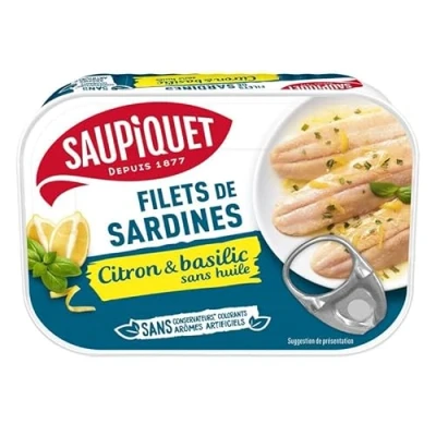 Image de SAUPIQUET Filets Sardines Marinade Citron Basilic Sans Huile 100G Lot De 4