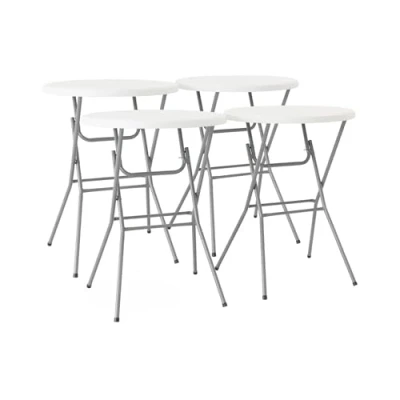 Image de Lot de 4 tables réception. mange debout pliantes acier blanc