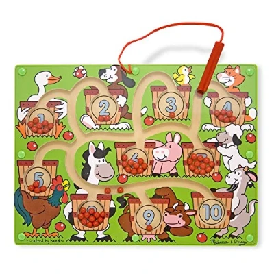 Image de Melissa &amp; Doug Labyrinthe de Numéros Avec Baguette Aimantée, Jouet en bois Montessori, Jouets d&#039;éveil et 1er âge, d&#039;activité développement, Cadeau pour enfants 2 3 4 ans