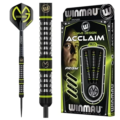 Image de WINMAU Michael Van Gerwen MvG Acclaim 25 g Fléchettes à Pointe en Acier tungstène avec ailettes et tiges