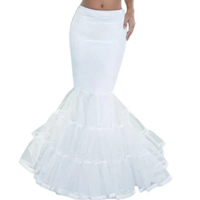 Image de kdjsic Femmes Couches Jupon en Queue de Poisson sous Jupe sans Cerceau Longueur Plancher Tulle Crinoline Trompette Glisse pour Robe mariée Mariage