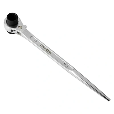 Image de DAKCOS Clé à cliquet douille 19/22mm échafaudage réversible double avec Commutateur pour en CR V anti corrosion chromée mate