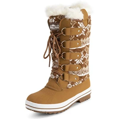 Image de Polar Femmes Matelassée Grand Neige Imperméable l&#039;hiver Fausse Fourrure Semelle en Caoutchouc Bottes Tan Carde UK6/EU39 YC0628