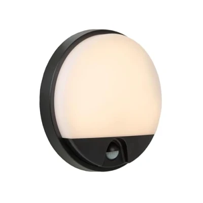 Image de Lucide Hups IR applique murale extérieure avec détecteur Ø 21 x 4,9 cm 10W LED incl. IP54 noir