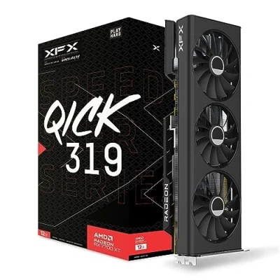Image de XFX Speedster QICK319 Radeon RX 7700 XT Black Carte Graphique de Jeu avec 12 Go GDDR6 HDMI 3xDP, AMD RDNA™ 3 (RX 77TQICKB9)