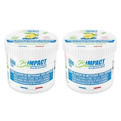 Image de Pierre blanche de nettoyage argile 2X500g éponge incluse Nettoyant ménager certifié ECOCERT Fabriqué en France