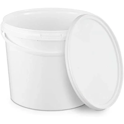 Image de BenBow Seau avec Couvercle 5l Blanc Convient pour Aliments, Stable, étanche à l&#039;air, Anti Fuite, inodore récipient de Conservation en Plastique, poignée Vide, 5X 5 litres
