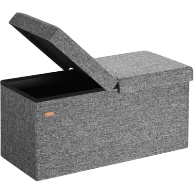 Image de Casaria Banc de Rangement Gris foncé 80x40x40cm Coffre Pliable 100L avec Couvercle Rabattable pour Salon Chambre