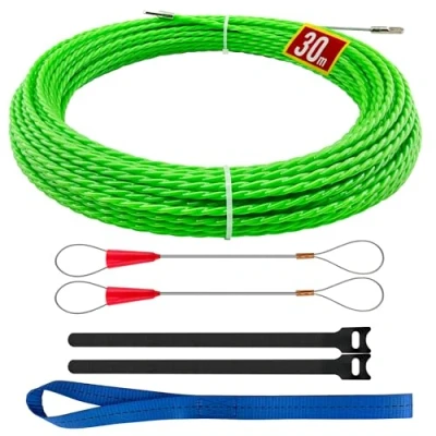 Image de Enfile câble 30 m, 4,5 mm de diamètre Spirale d&#039;aide à la traction Avec 2 ressorts guidage Aide Ressort rétractable (vert)