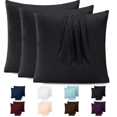 Image de Utopia Bedding Taies d&#039;oreiller 65 x cm Lot de 4 en Microfibre Polyester brossé avec Fermeture par enveloppe Noir