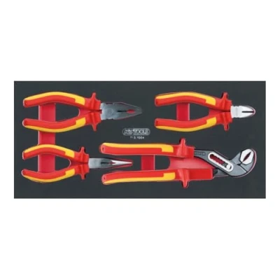 Image de KS Tools 713.7004 Module de 4 pinces isolées 1000V Gamme ERGOTORQUE® Pour servantes et établis Empreinte des outils découpée au laser Mousse imputrescible