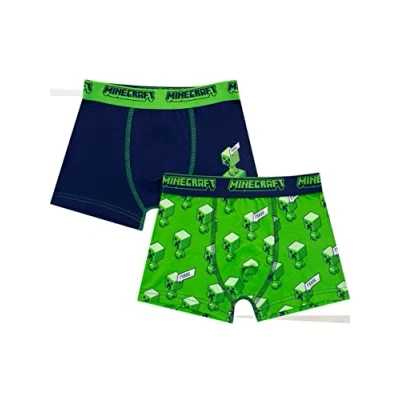 Image de Minecraft Gar篮s sous V괥ments Lot de 2 Vert et Bleu 10 11 Ans