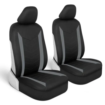 Image de Motor Trend SpillGuard housses de siège pour voitures, camions, VUS, gris avec doublure en néoprène imperméable, auto sièges avant uniquement, motif Forros Para Asientos Carro