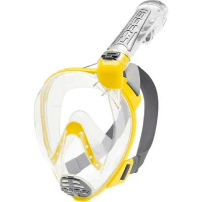 Image de Cressi Duke Masque Complet/Integral conçu pour Snorkeling avec Tuba Dry Mixte Adulte, Transparent/Jaune, S/M