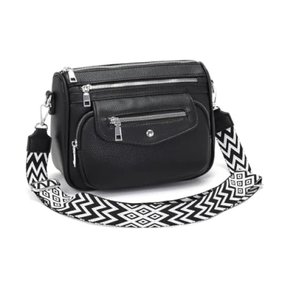 Image de YISUOHOOM Sac a Main Femme Petit Bandouliere Noir Multipoches Avec 5 poches zippées et 7 compartiments