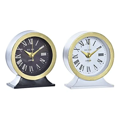 Image de horloge de table 12 x 6 13 cm verre noir blanc fer (2 unités)