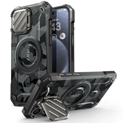 Image de SUPCASE Coque pour iPhone 15 Pro Max Magnétique avec Protecteur Caméra Support Réglable [MagSafe Compatible] [Mag XT] Robuste Antichoc Béquille Intégrée Protection Max, Ombre