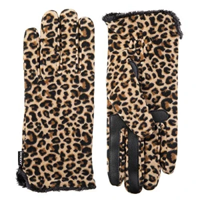 Image de Isotoner Gants en Polaire Stretch avec Doublure microluxe et Technologie Smart Touch Temps Froid, Léopard Smartdri, Taille Unique Femme