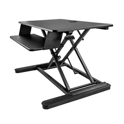 Image de StarTech.com Convertisseur de Bureau Assis Debout avec Plateau pour Clavier, Surface 35x21&quot; Poste Ergonomique Bureau/Tablette à Hauteur Réglable Peut Contenir 2 Écrans Pré Assemblé (ARMSTSLG)